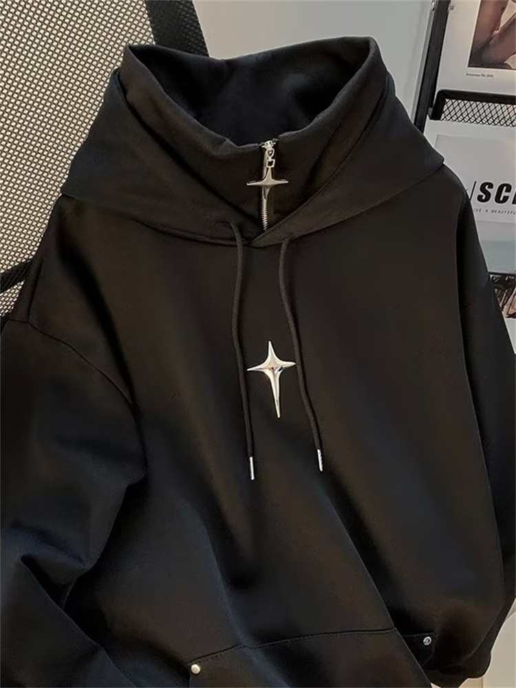 Streetwear Brand Hoodies - Autumn Winter High Neck Hoodie Men
