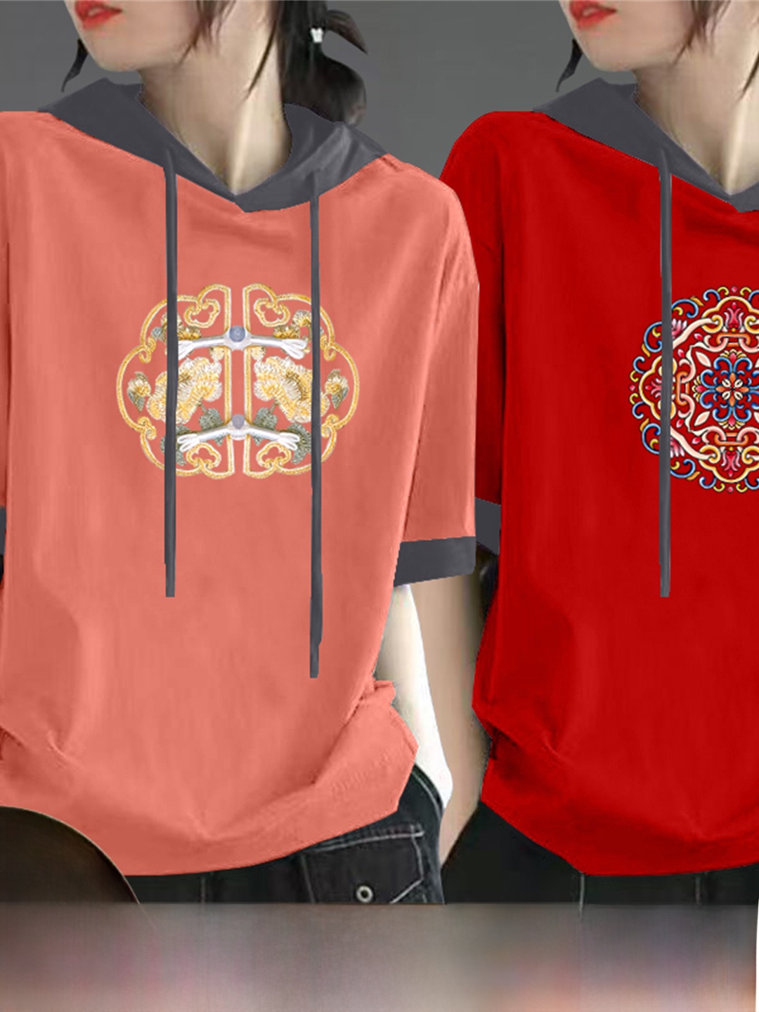 Red Pure Cotton Short Sleeve T - Streetwear Brand Hoodies ulasan dan harga