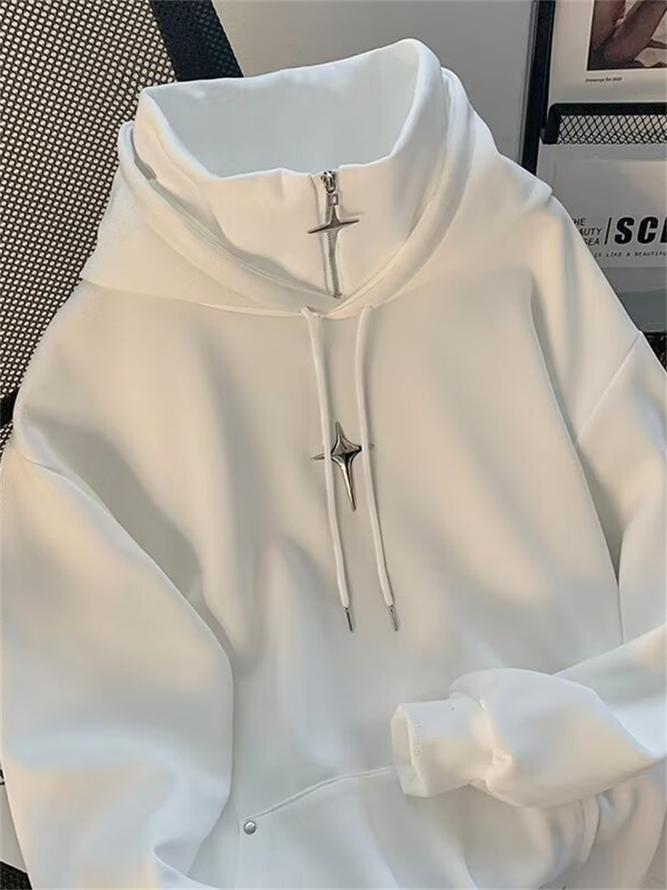 Autumn Winter High Neck Hoodie - Streetwear Brand Hoodies ulasan dan harga