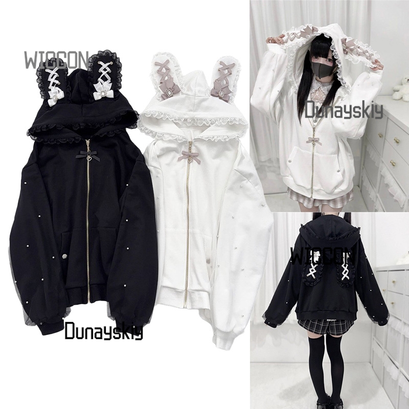 Jirai Kei Japanese Bunny Hoodi - Streetwear Brand Y2K ulasan dan harga