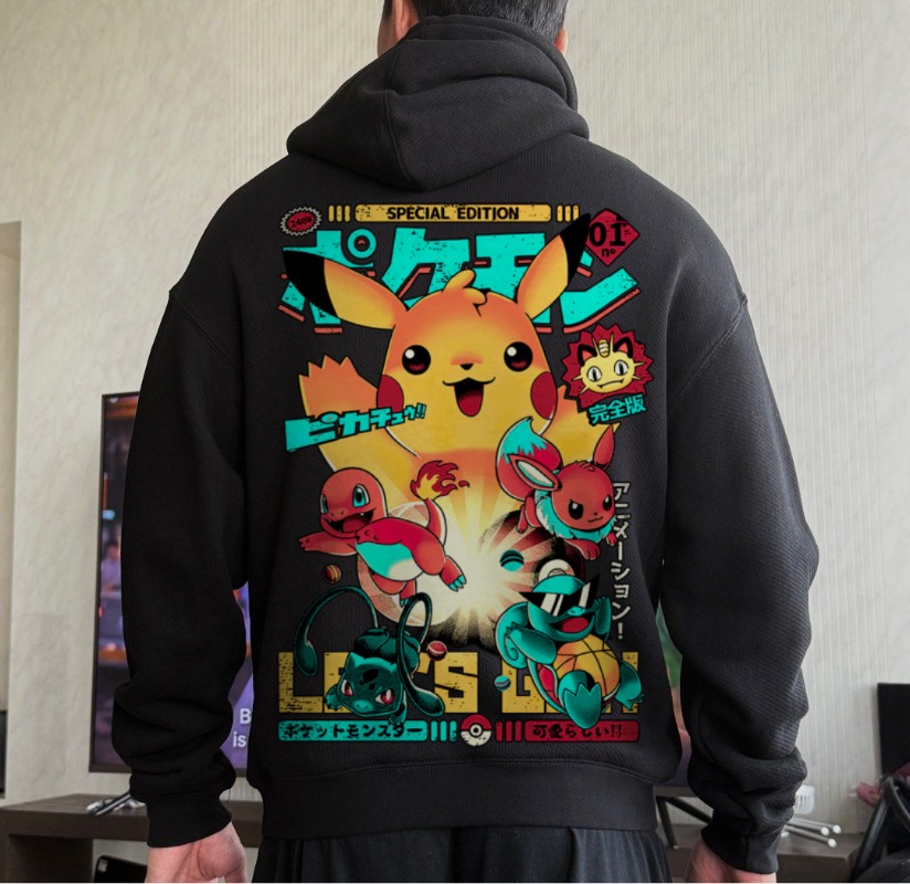 Black Oversized 4xl Pok É Mon  - Streetwear Brand Y2K ulasan dan harga
