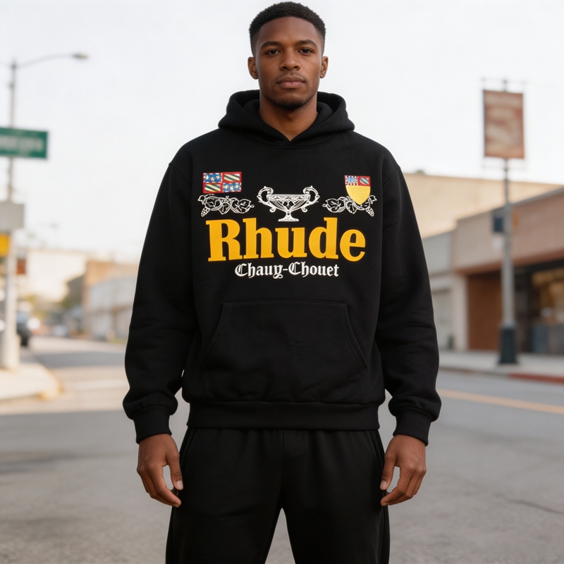 Streetwear Brand RHUDE Badge L - Streetwear Brand Hoodies ulasan dan harga
