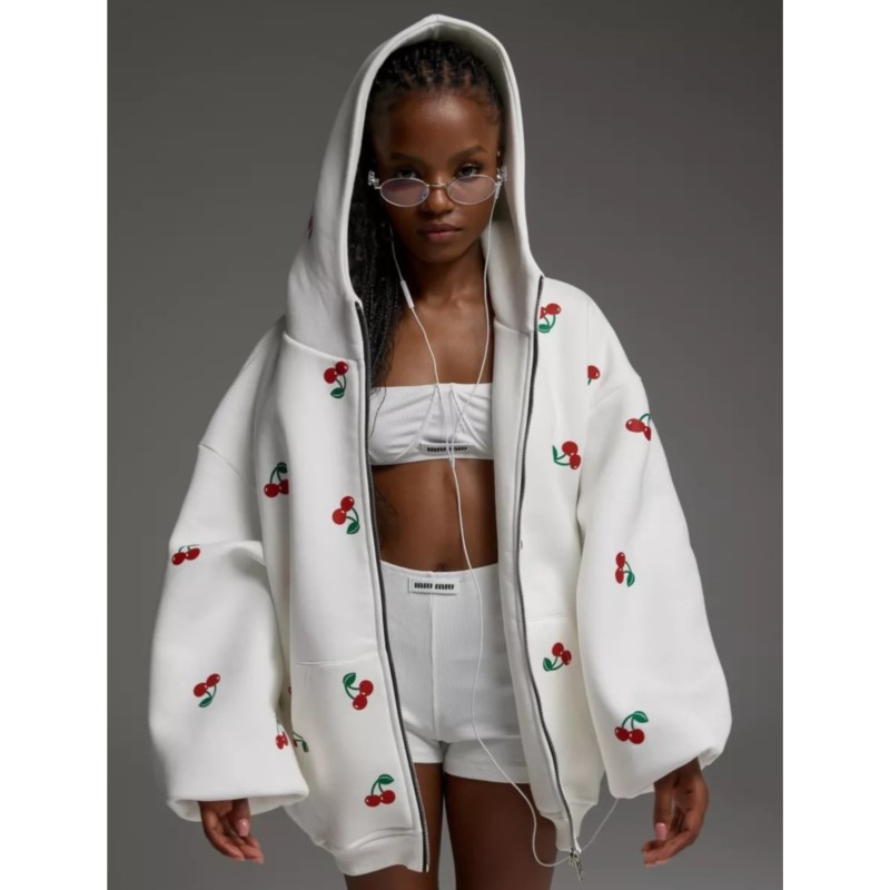 Women's Cherry Printed Sweatsh - Streetwear Brand Hoodies ulasan dan harga