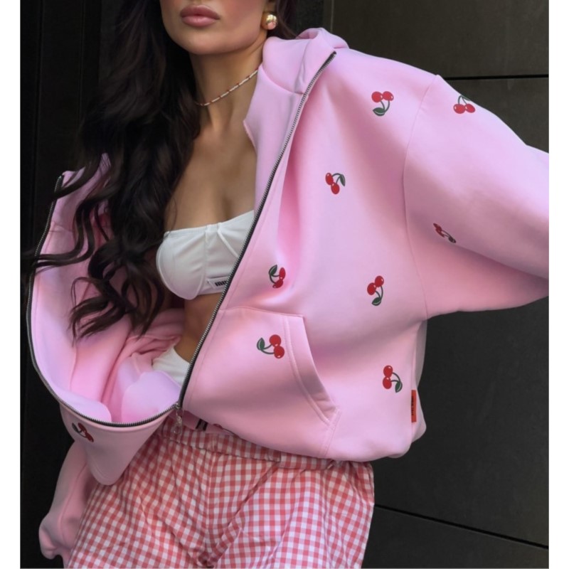 Women's Cherry Printed Sweatsh - Streetwear Brand Hoodies ulasan dan harga