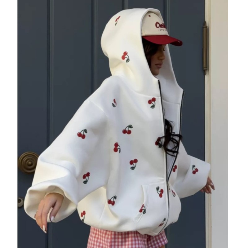 Women's Cherry Printed Sweatsh - Streetwear Brand Hoodies ulasan dan harga