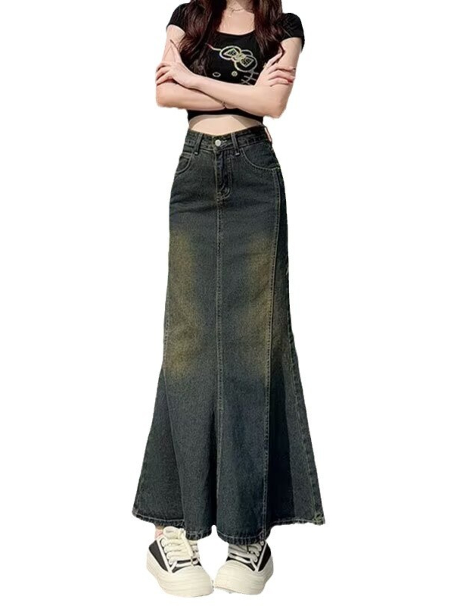 Women's Vintage Washed Denim M - Streetwear Brand Pants ulasan dan harga