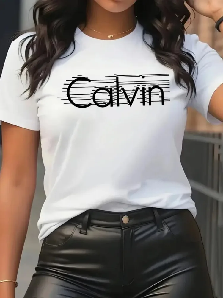 Calvin Women's T-Shirt Leisure - Streetwear Brand Y2K ulasan dan harga