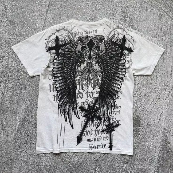 Y2K Gothic Wing Cross Classic  - Streetwear Brand Y2K ulasan dan harga