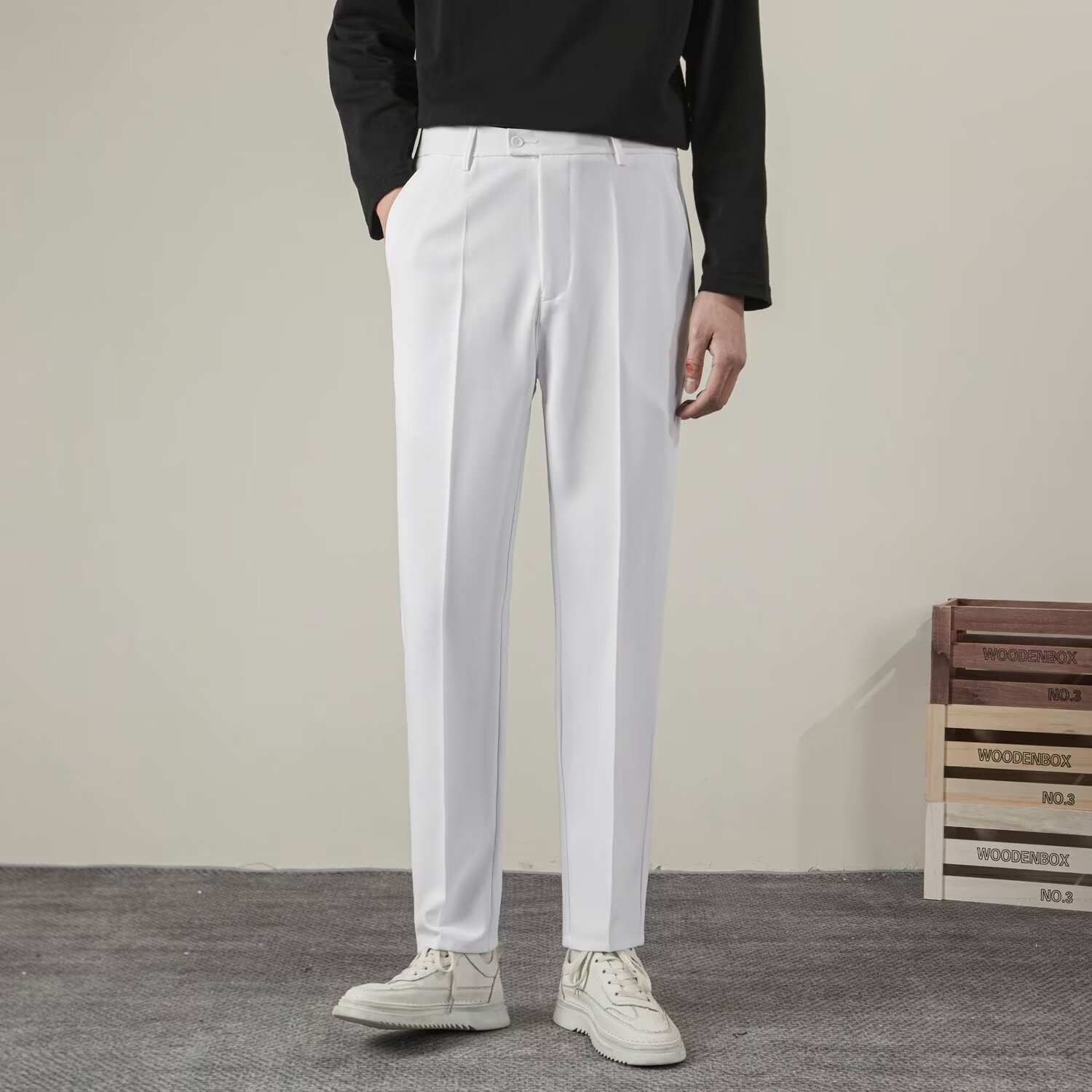 Summer Men's Solid Color Strai - Streetwear Brand Pants ulasan dan harga
