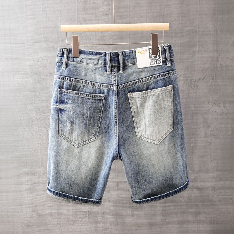 Men's Short Jeans Pants with P - Streetwear Brand Pants ulasan dan harga