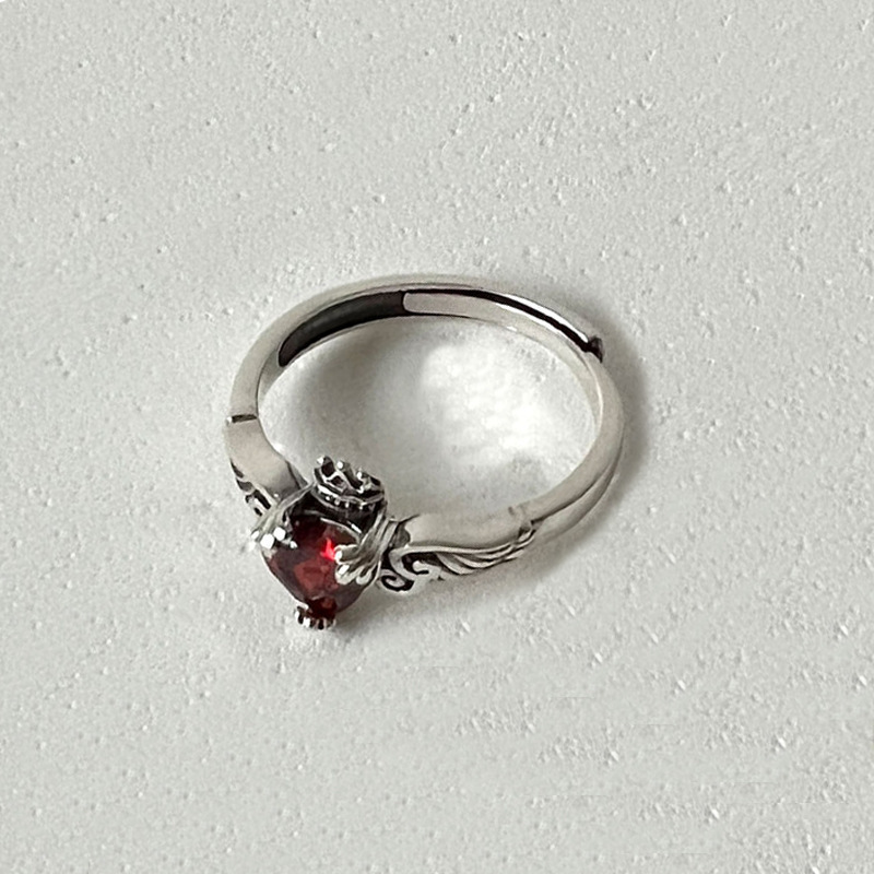 925 Sterling Silver Heart Red  - Chrome Hearts Ring ulasan dan harga