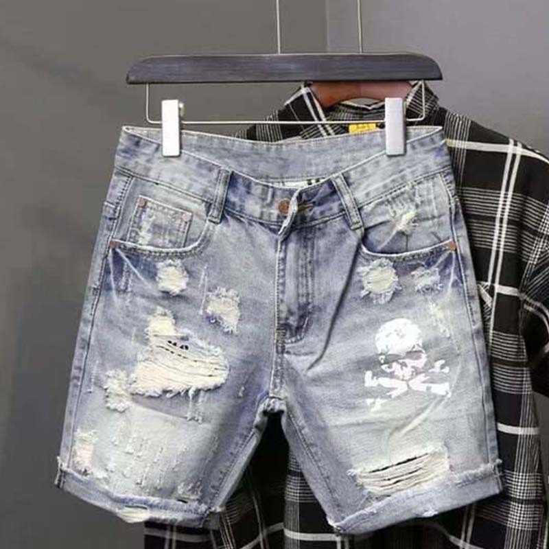 Summer Men's Worn Bead Hole Be - Streetwear Brand Pants ulasan dan harga