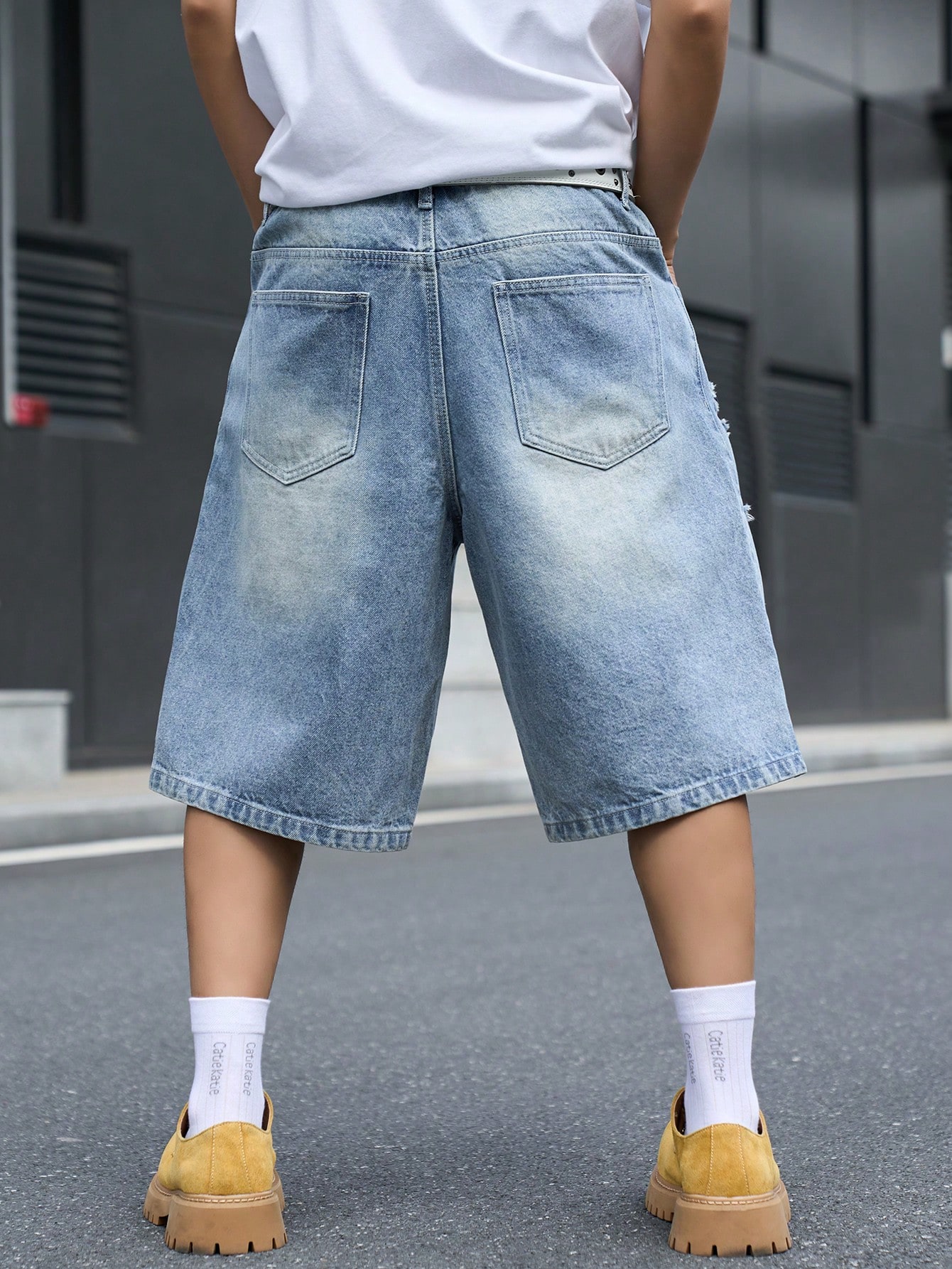 Men's Loose Fit Denim Bermuda  - Streetwear Brand Pants ulasan dan harga